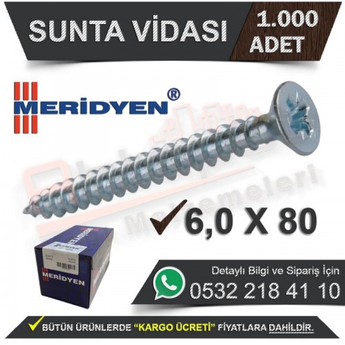6x150 Sunta Vidası 50 Adet | Meridyen
